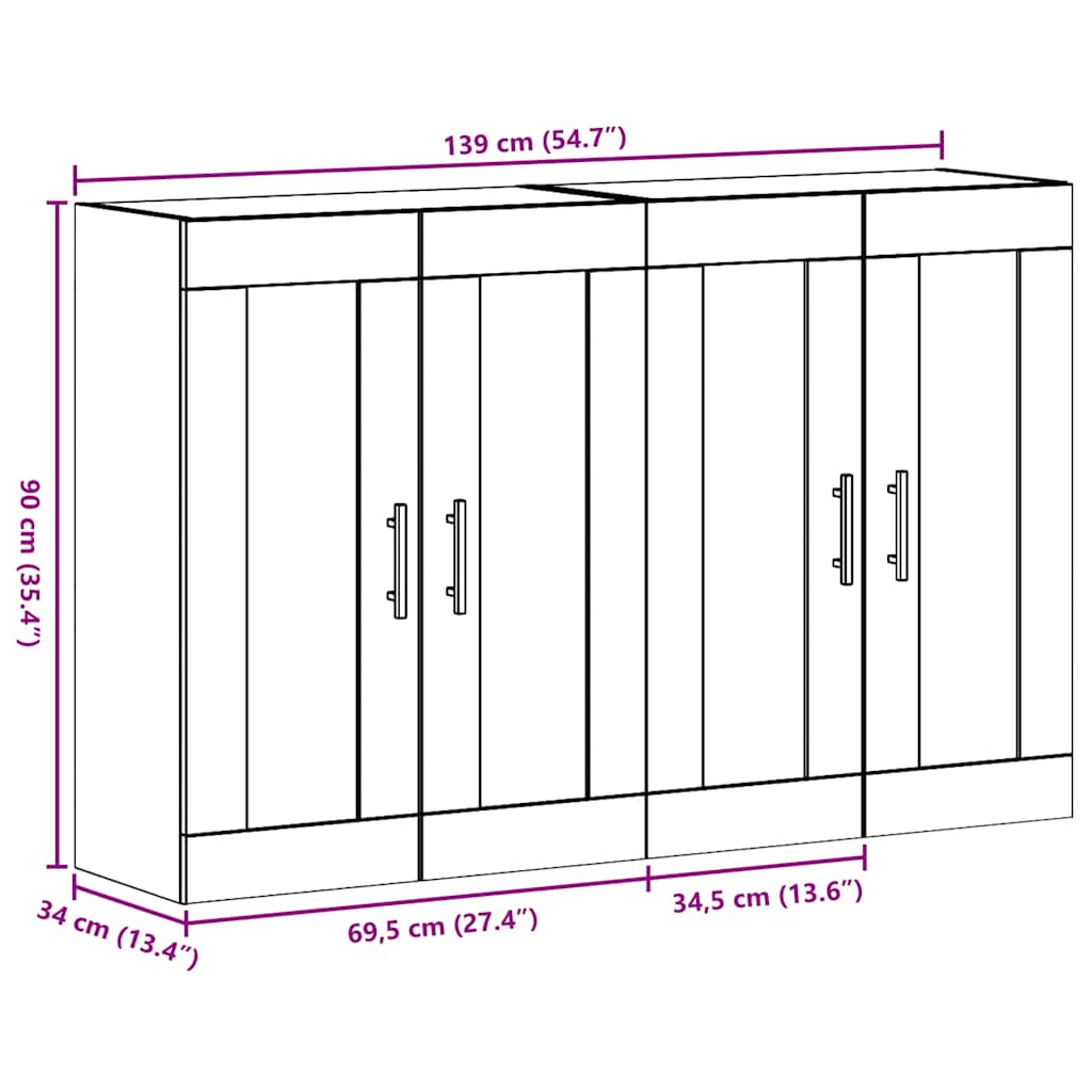 Armários Montados na Parede 2 pcs Madeira antiga
