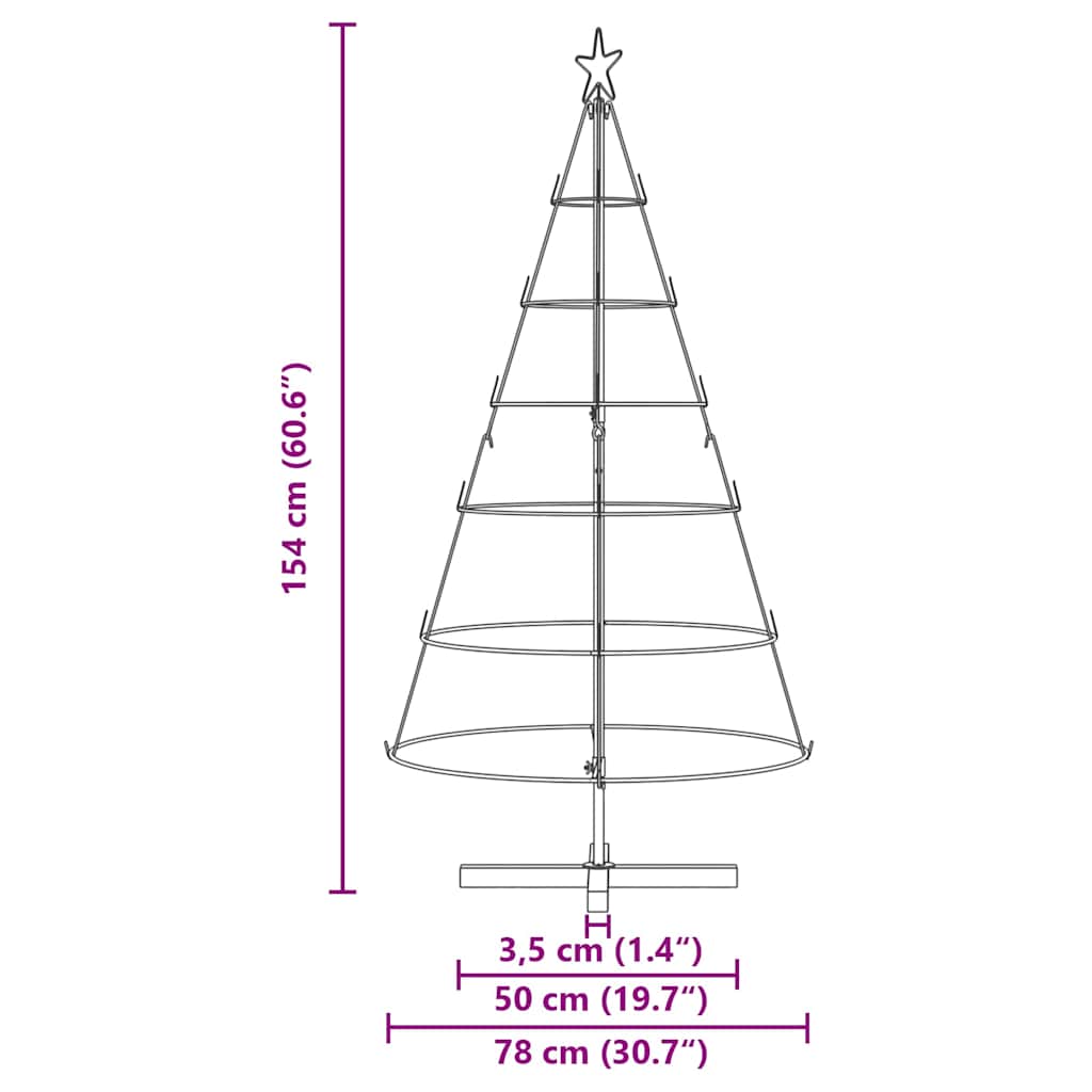 Árvore de Cone de Natal com suporte Preto 150 cm Aço