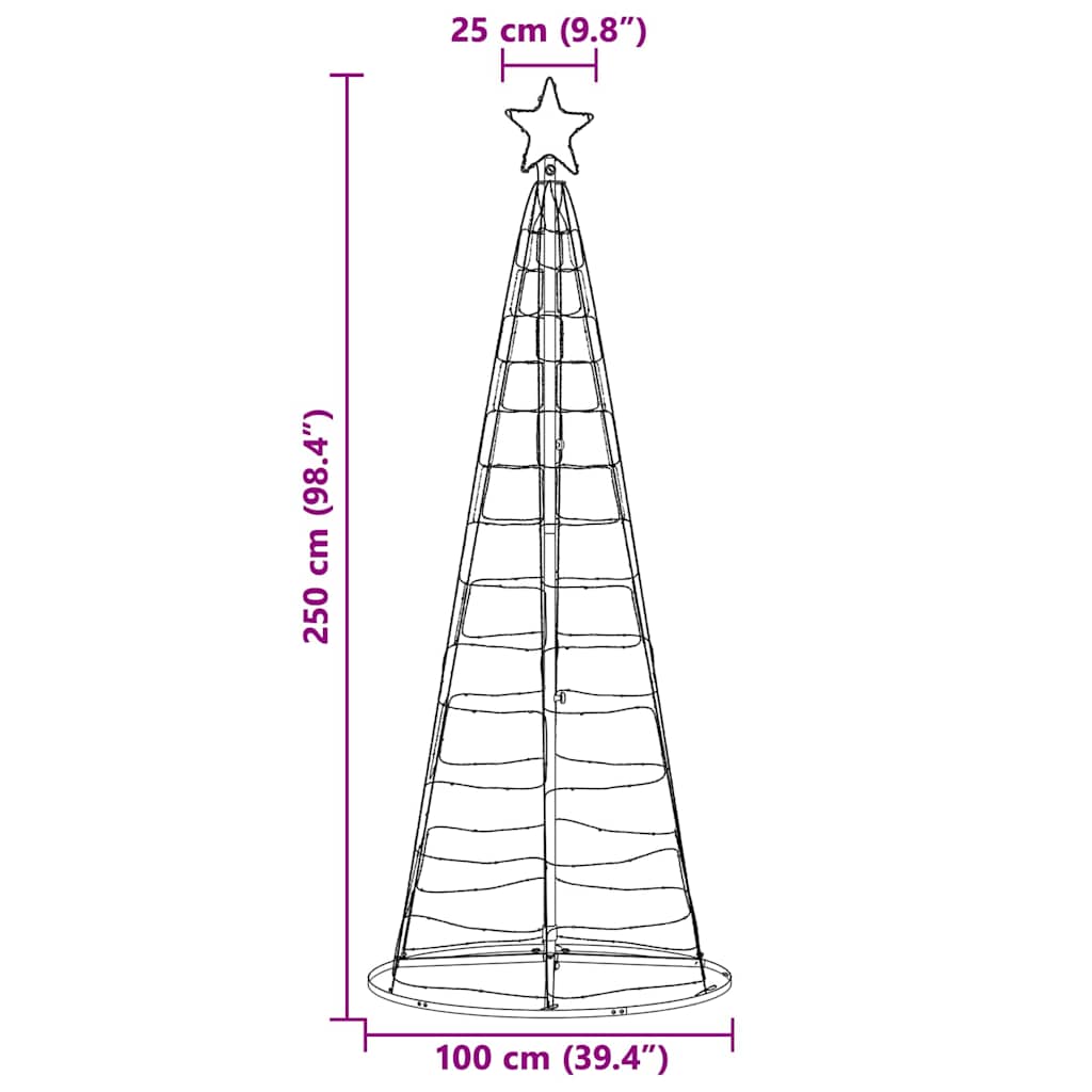 Árvore de Natal LED com 390 LEDs Branco frio 250 cm Ferro