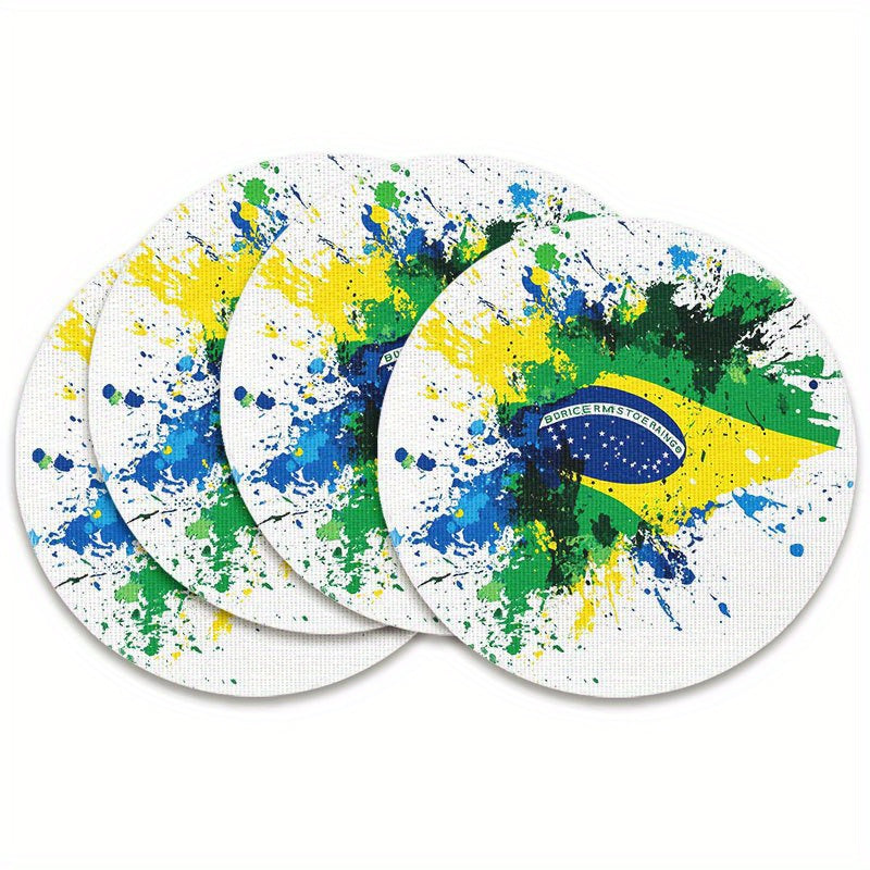 Placemats with the Brazilian flag, 4 pieces