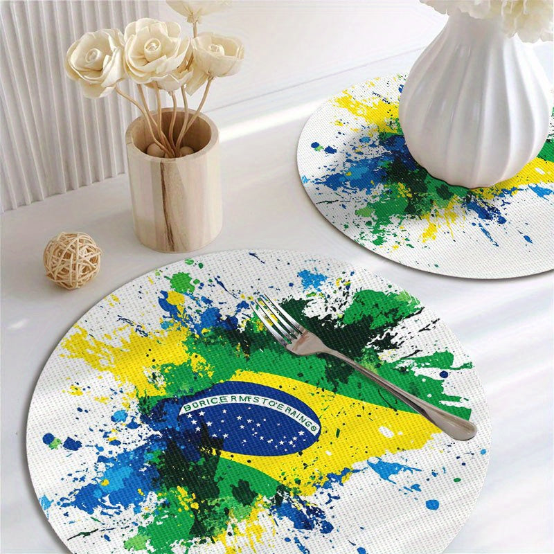 Placemats with the Brazilian flag, 4 pieces