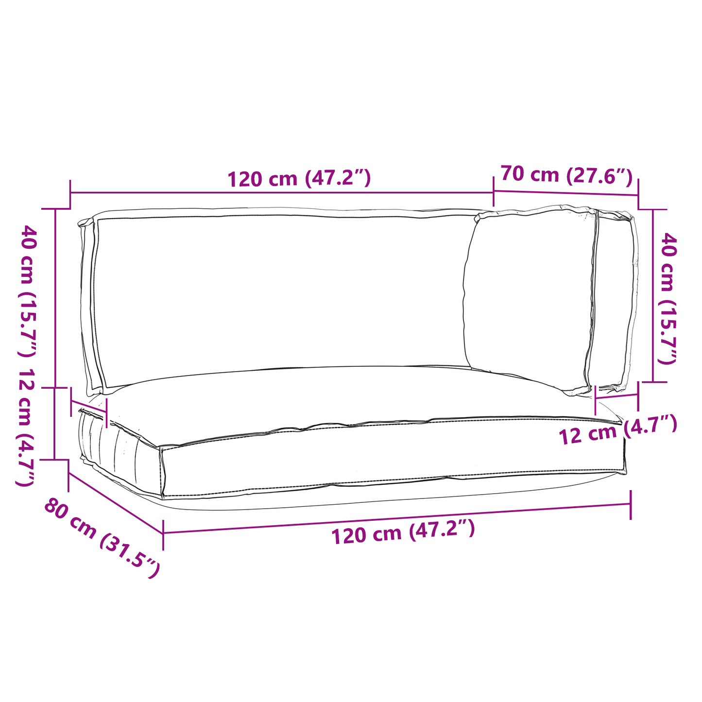 Conjunto de Almofadas para Palete 3 pcs Antracite