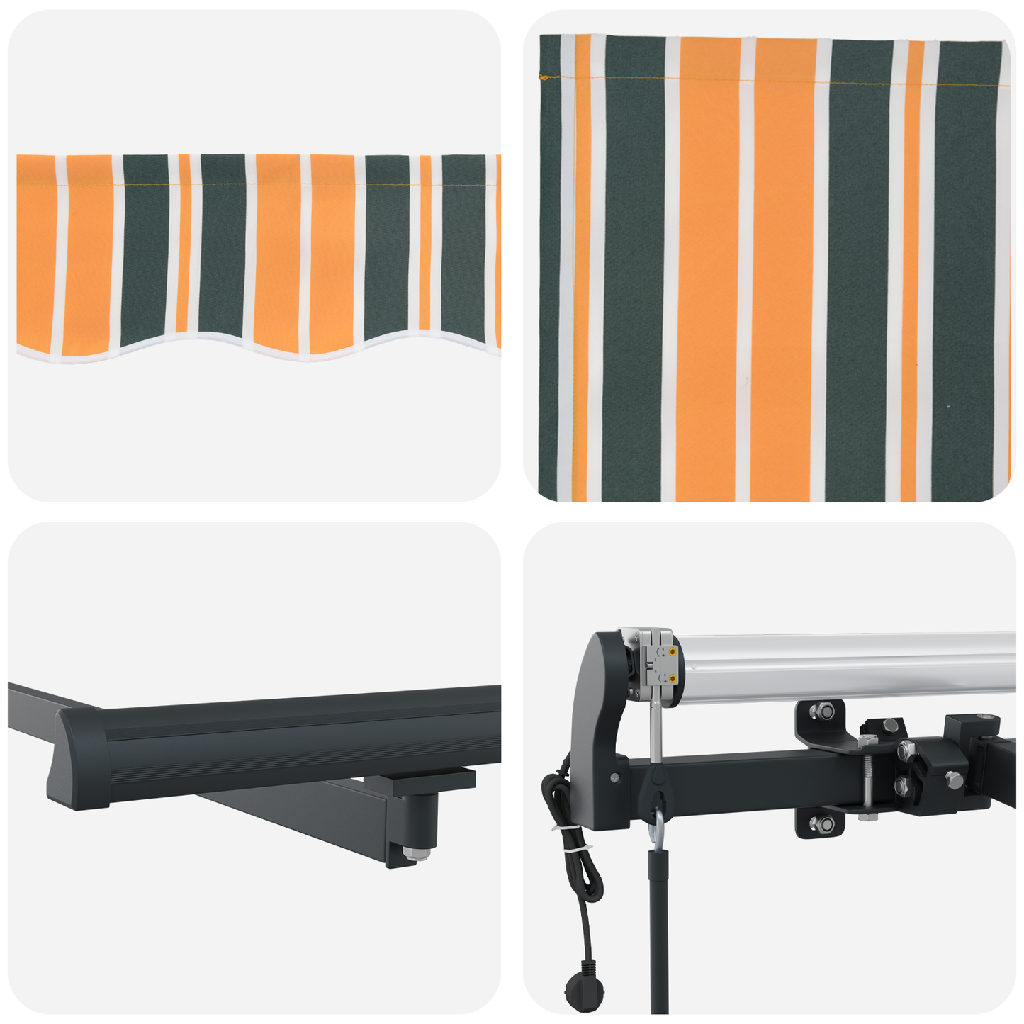Toldo Retrátil Verde e amarelo 350 x 250 cm tecido
