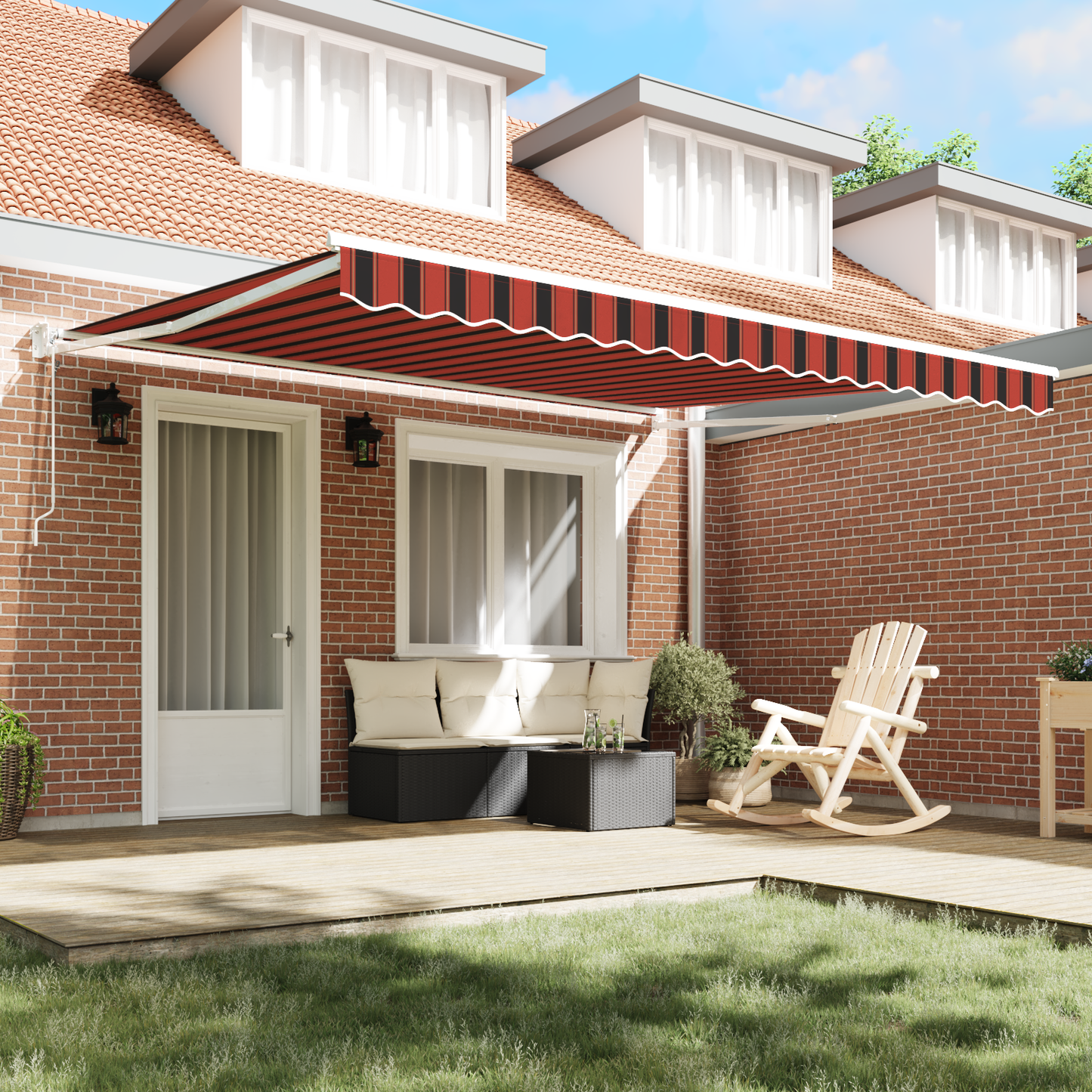 Toldo Retrátil com Manual amarelo e laranja 400 ×350 cm tecido