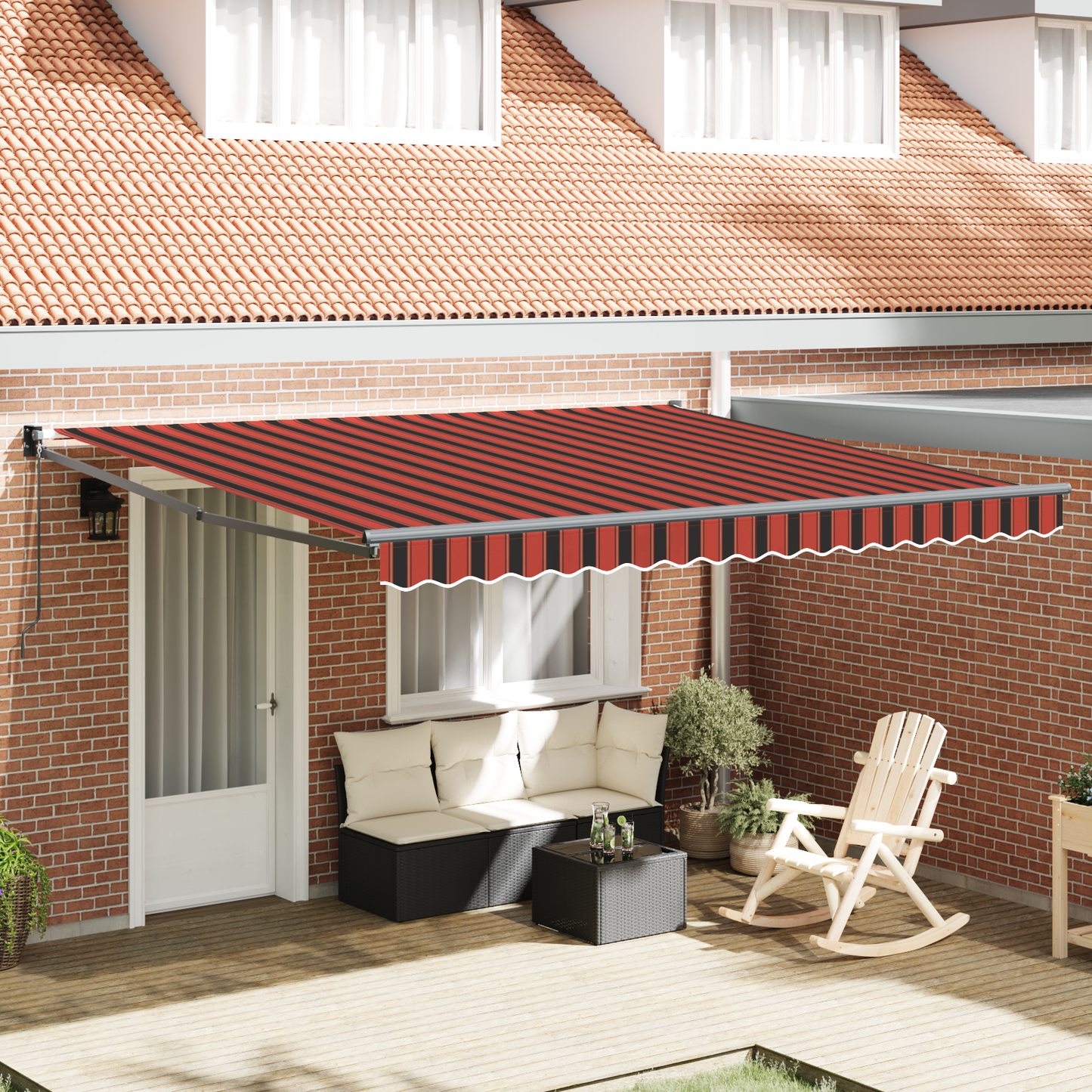 Toldo Retrátil 400 × 350 cm amarelo e laranja