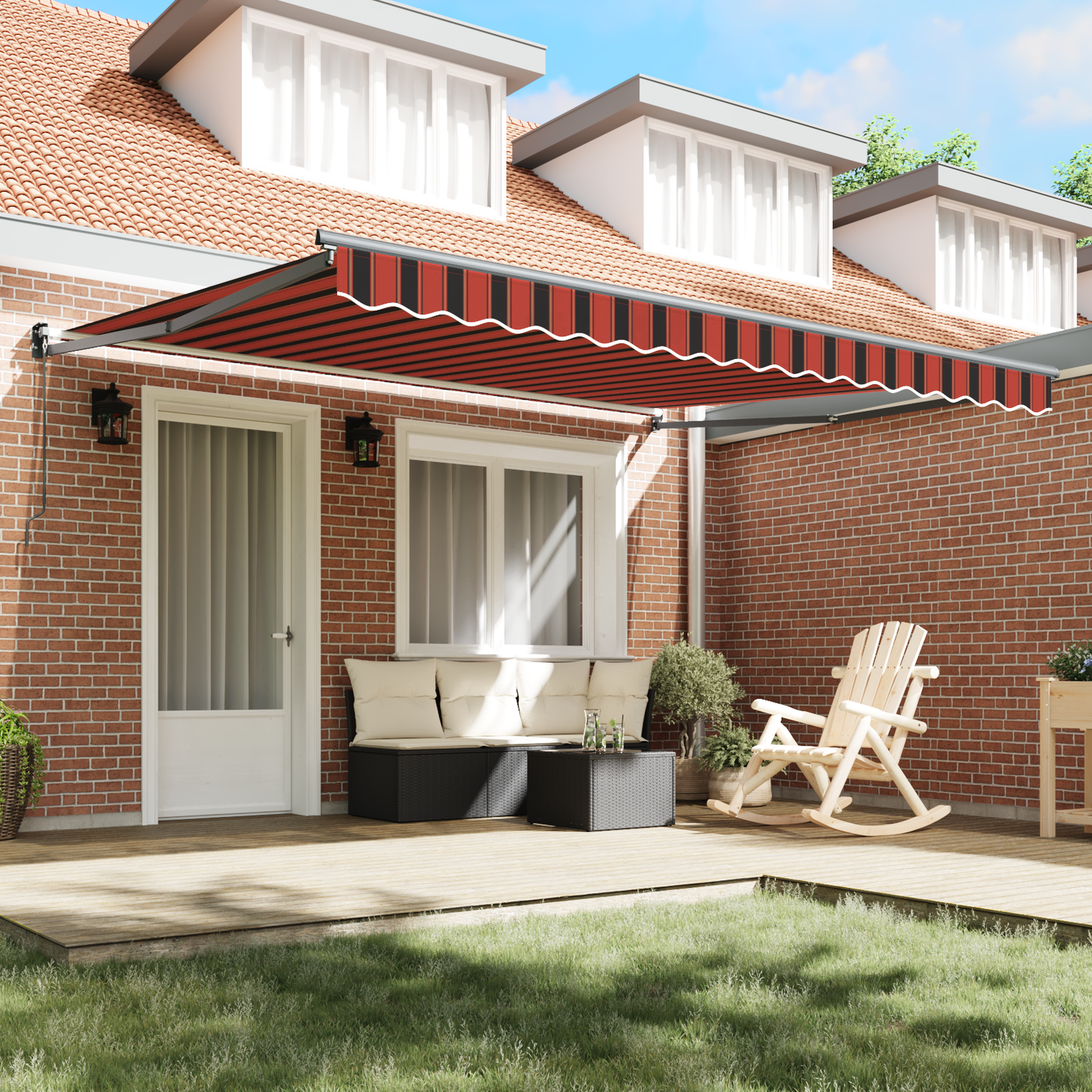 Toldo Retrátil 400 × 350 cm amarelo e laranja