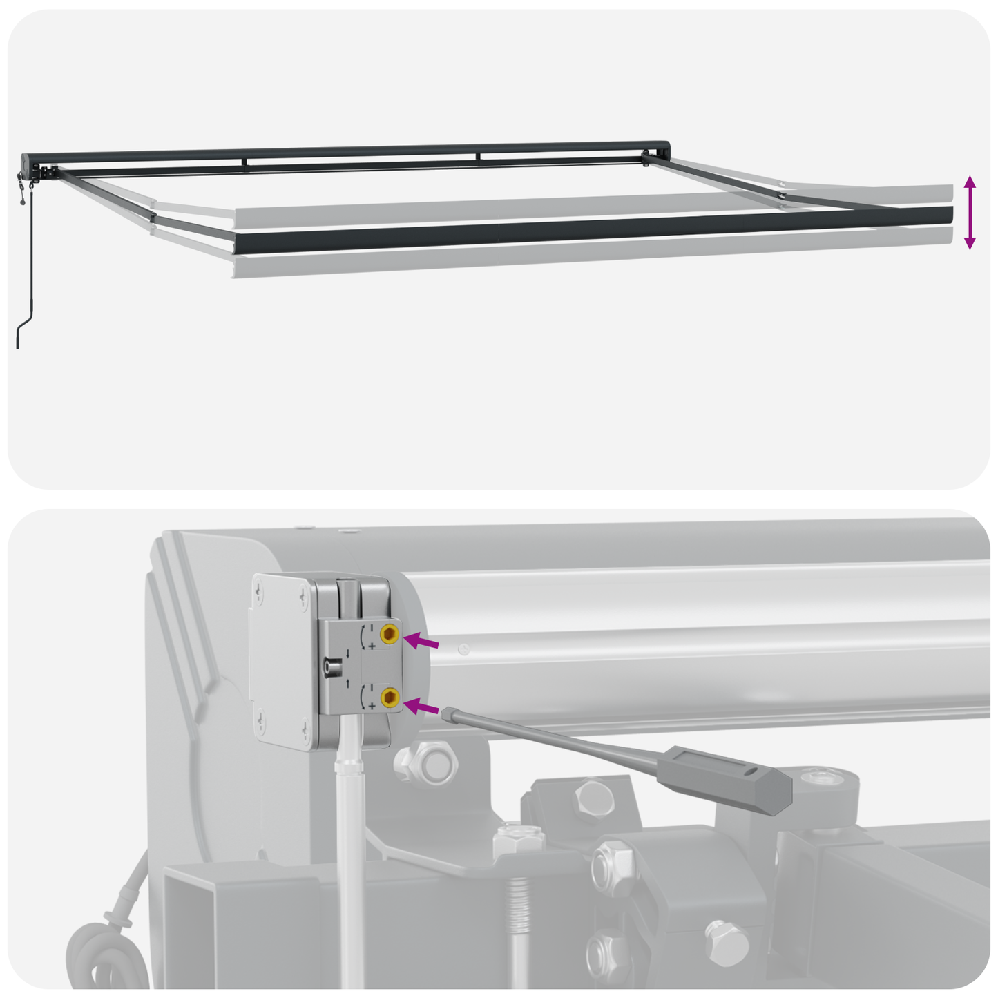 Toldo Retrátil Manual amarelo e laranja 400 ×350 cm tecido