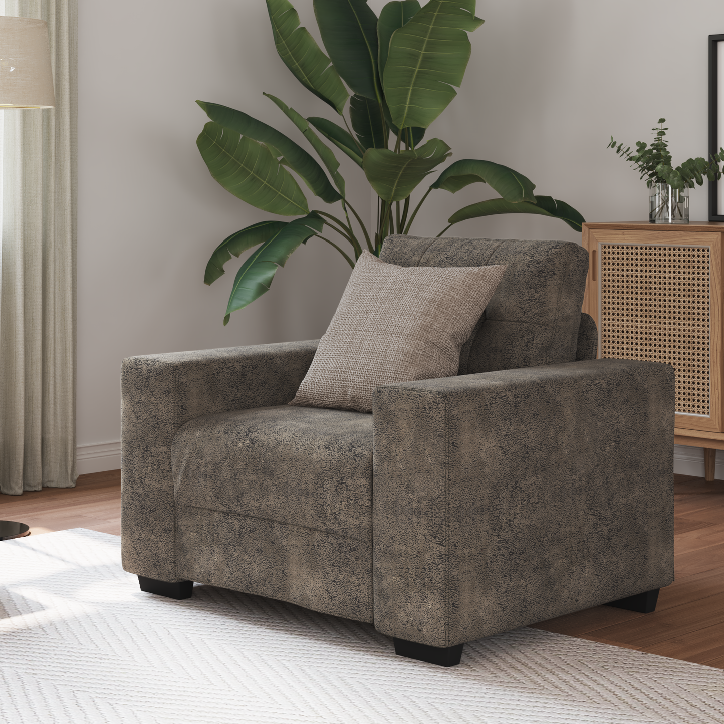 Cadeira Sofa com almofada Cinzento escuro Couro sintético