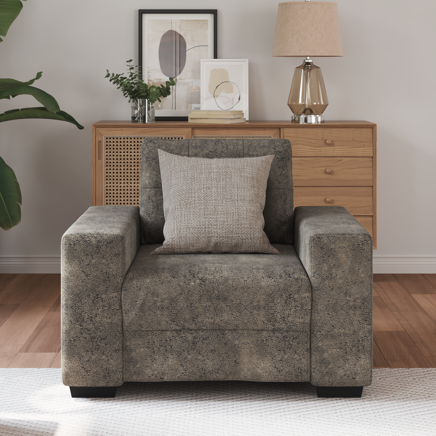 Cadeira Sofa com almofada Cinzento escuro Couro sintético