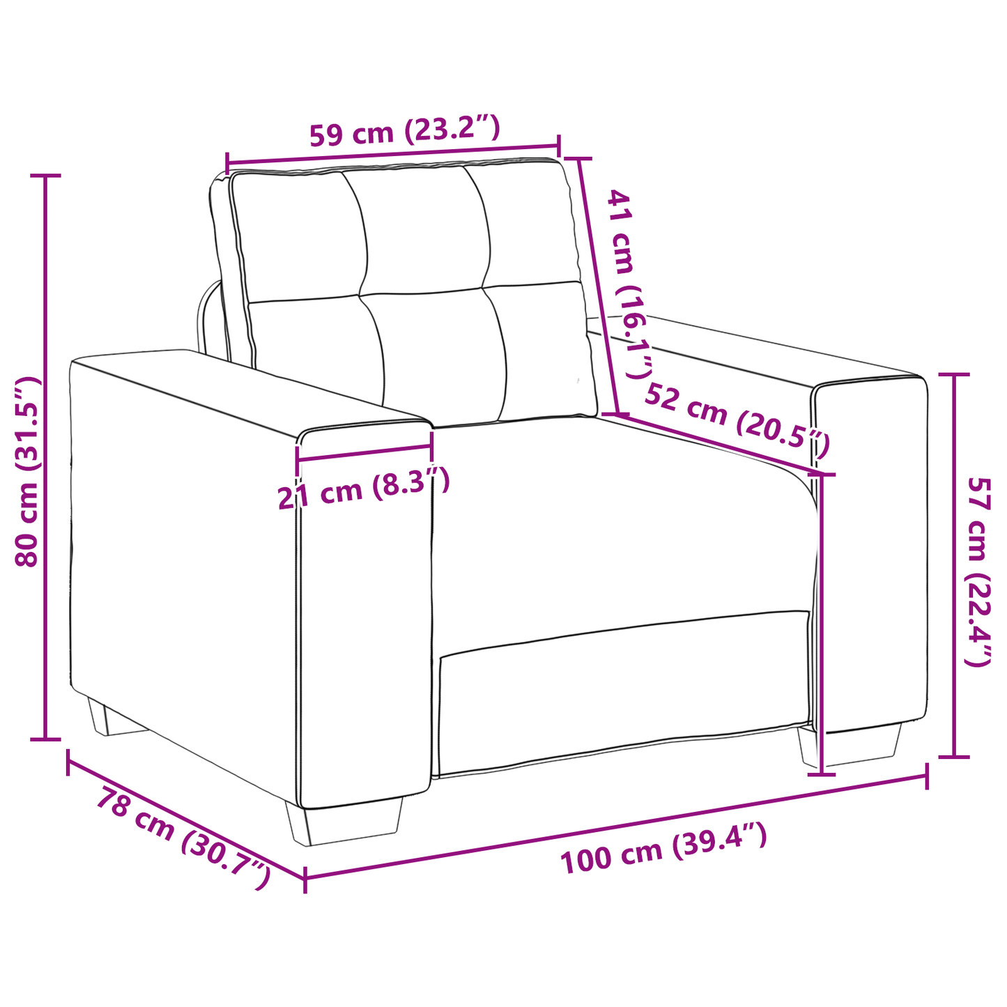 Cadeira Sofa com almofada Cinzento escuro Couro sintético