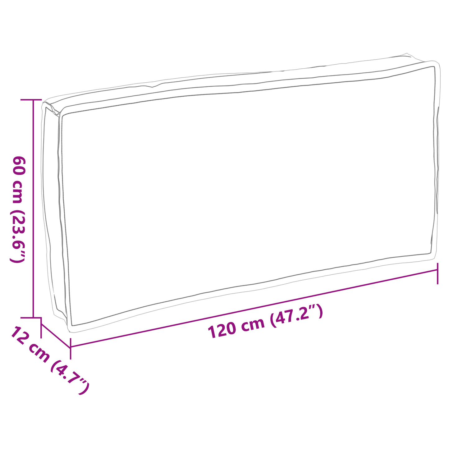 Almofada Azul Royal 120 x 60 x 12 cm Tecido Oxford