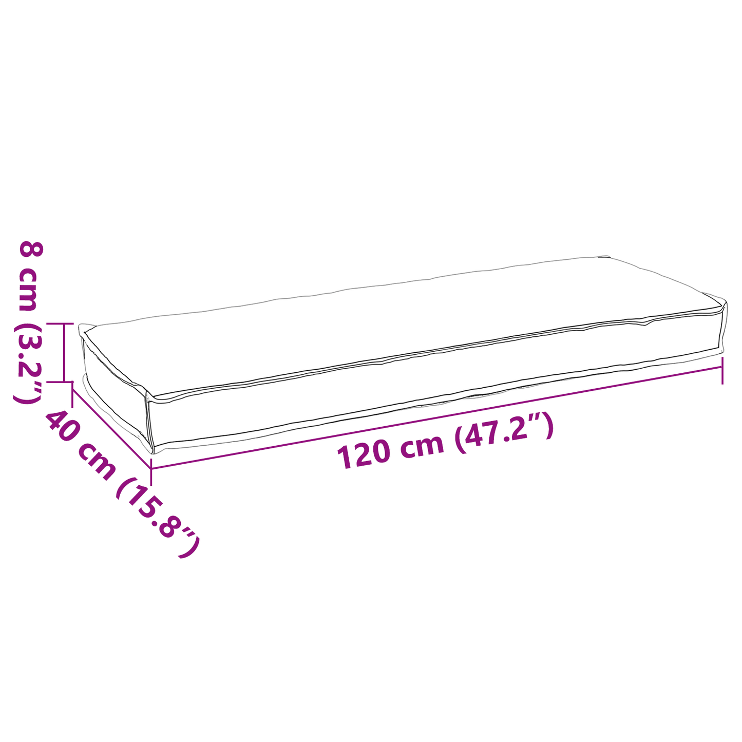 Conjunto de Almofadas para Palete 2 pcs Preto 120 x 40 x 8 cm