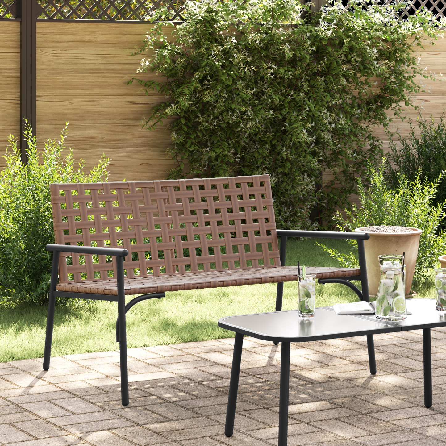 Cadeira de Jardim Preto 113 x 79 x 75cm vime PE