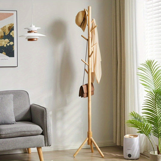 Freestanding solid wood coat rack