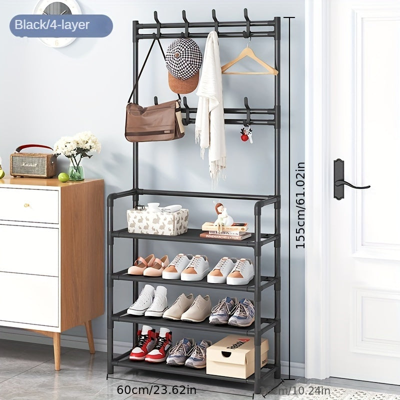 Coat rack with shoe rack for entrance