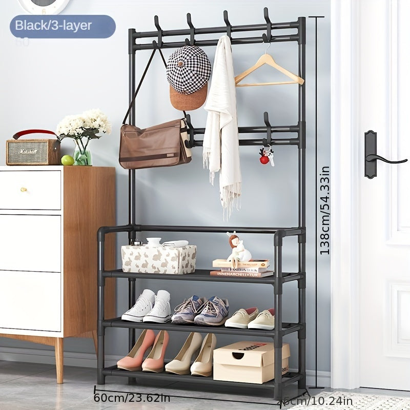 Coat rack with shoe rack for entrance