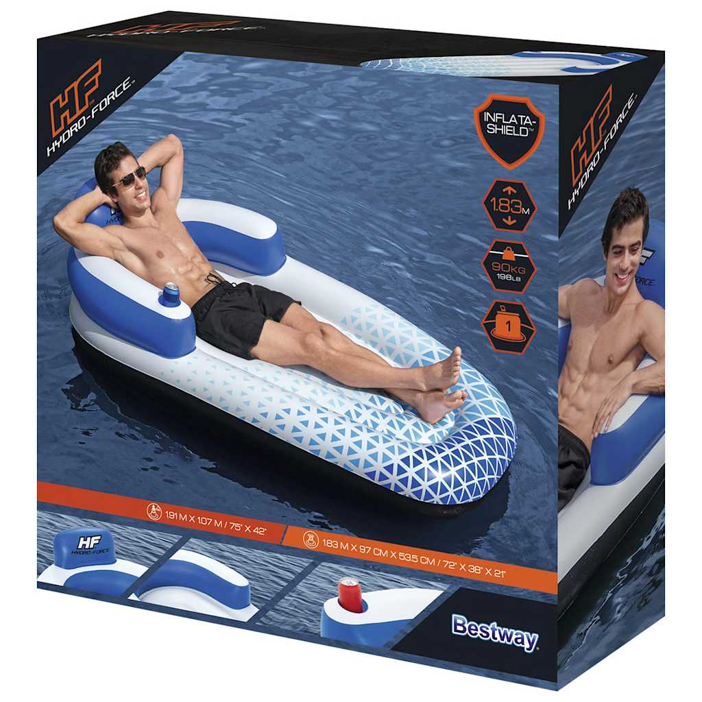 Espreguiçadeira flutuante Hydro-Force 183x97 cm azul