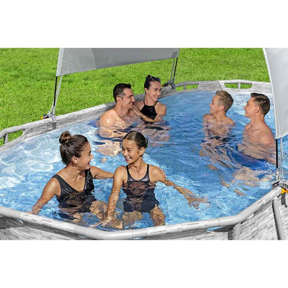 Toldo para piscina acima do solo branco