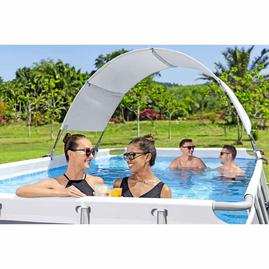 Toldo para piscina acima do solo branco