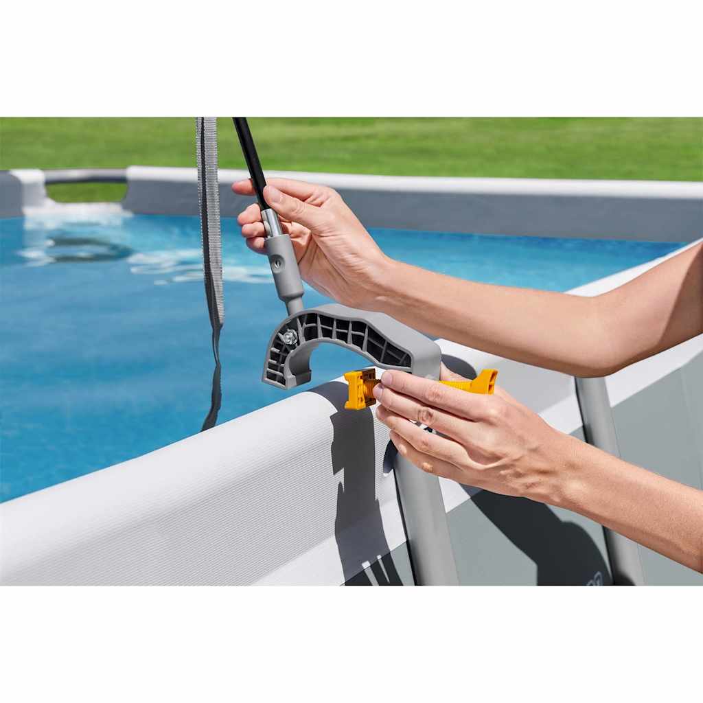 Toldo para piscina acima do solo branco