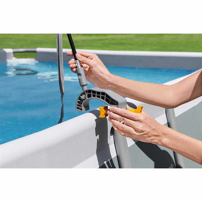 Toldo para piscina acima do solo branco