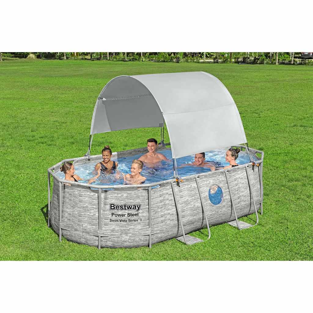 Toldo para piscina acima do solo branco