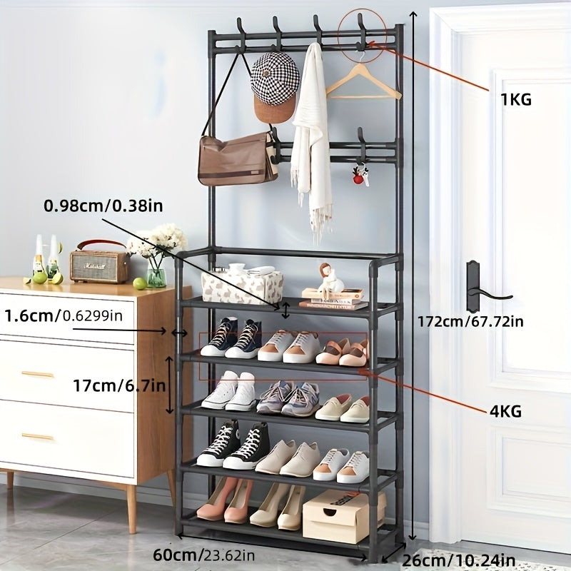 Coat rack with shoe rack for entrance