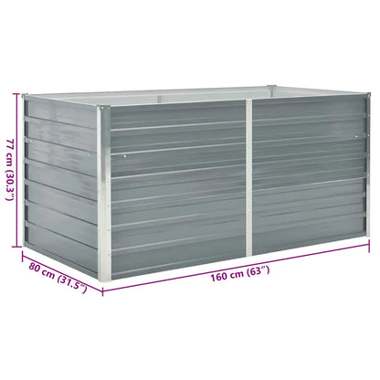 Canteiro de jardim elevado 160x80x77cm aço galvanizado cinzento