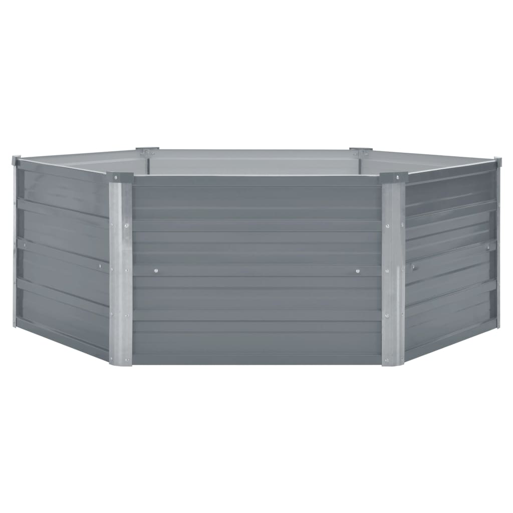 Canteiro jardim elevado 129x129x46cm aço galvanizado cinzento