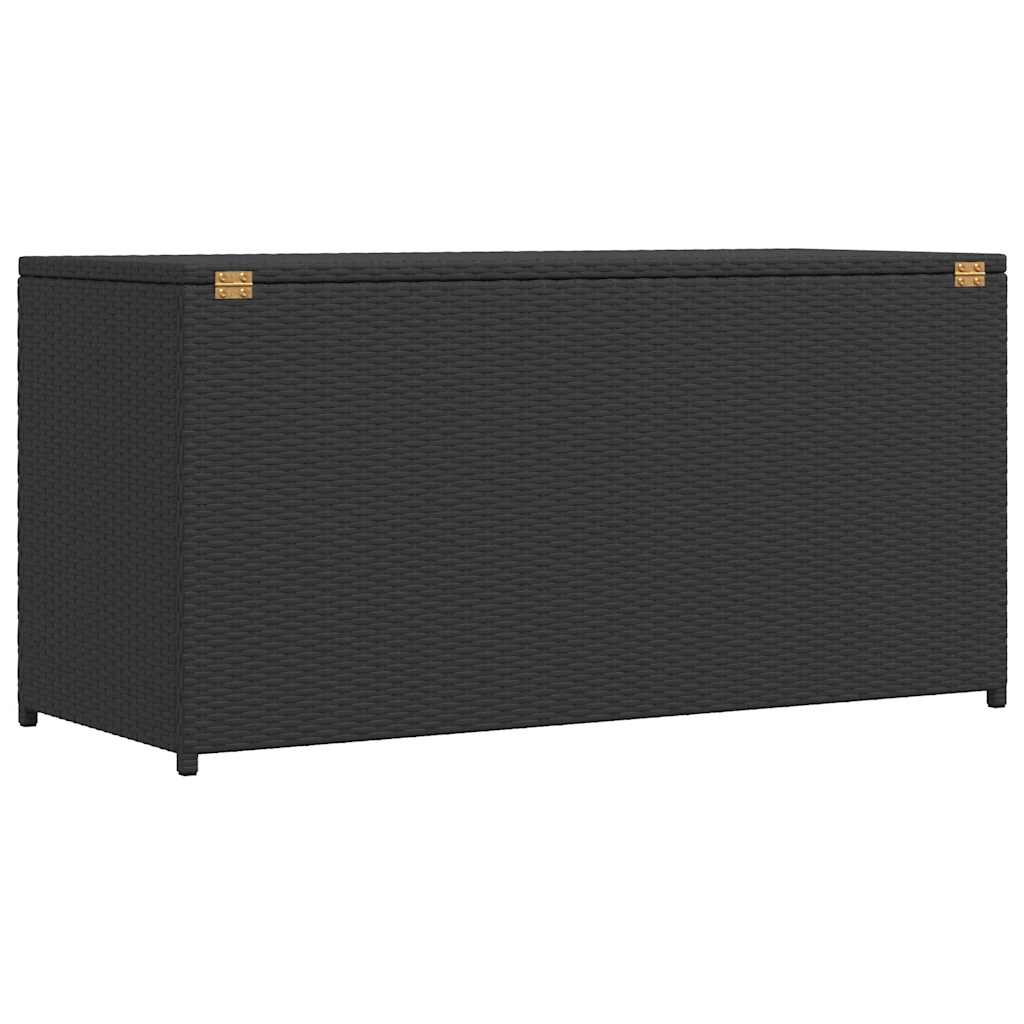 Caixa de arrumação para jardim 120x50x60 cm vime PE preto