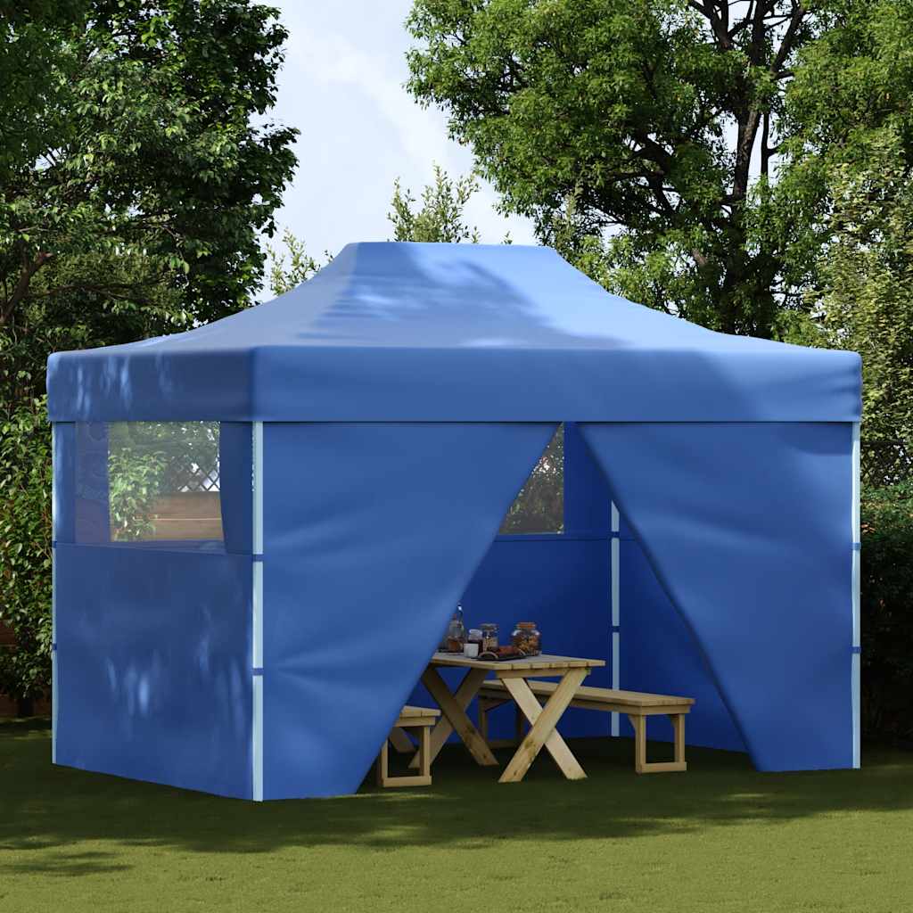 Tenda pop-up dobrável com 4 paredes laterais 3x4,5 m azul