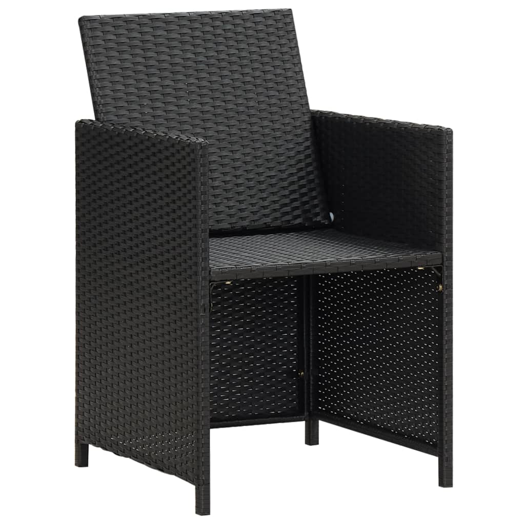 Cadeiras de jardim 2 pcs c/ almofadões, almofadas vime PE preto
