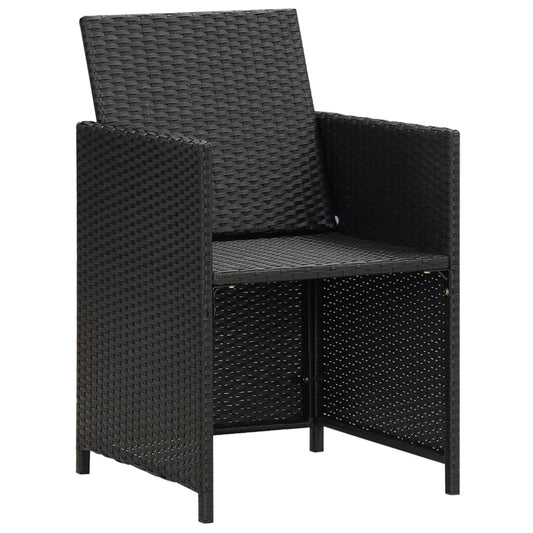 Cadeiras de jardim 2 pcs c/ almofadões, almofadas vime PE preto