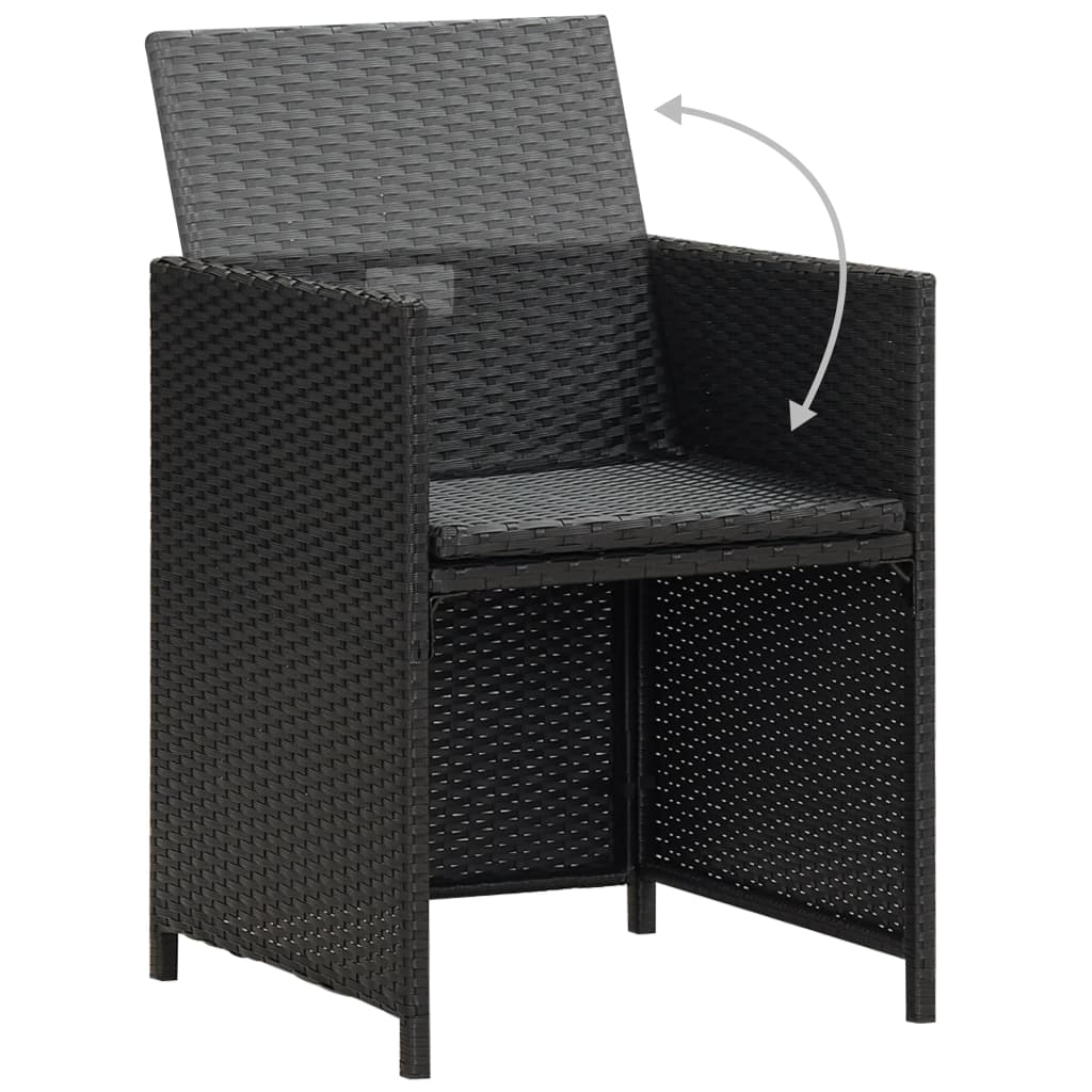 Cadeiras de jardim 2 pcs c/ almofadões, almofadas vime PE preto