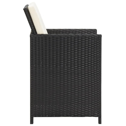 Cadeiras de jardim 2 pcs c/ almofadões, almofadas vime PE preto