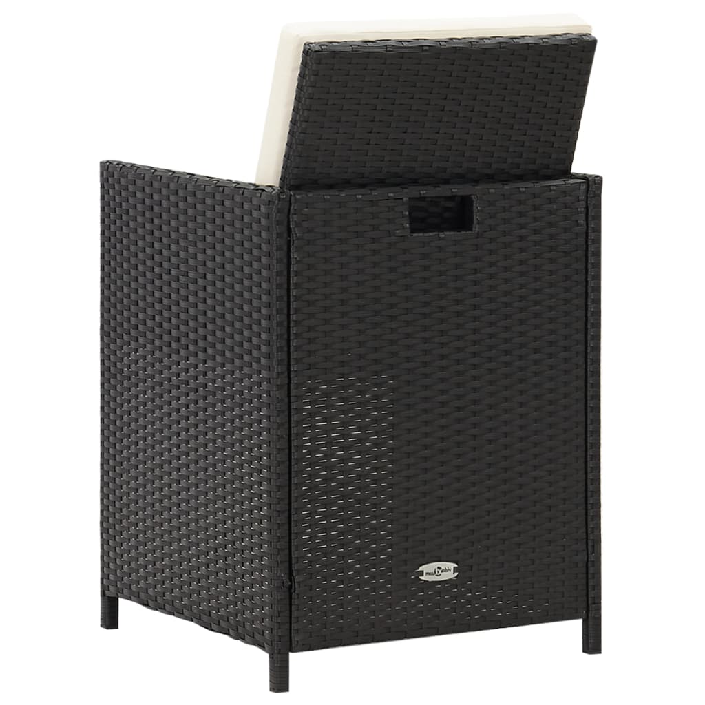Cadeiras de jardim 2 pcs c/ almofadões, almofadas vime PE preto