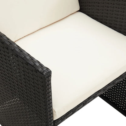 Cadeiras de jardim 2 pcs c/ almofadões, almofadas vime PE preto