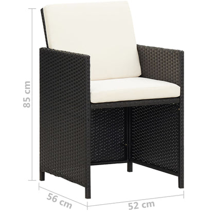 Cadeiras de jardim 2 pcs c/ almofadões, almofadas vime PE preto