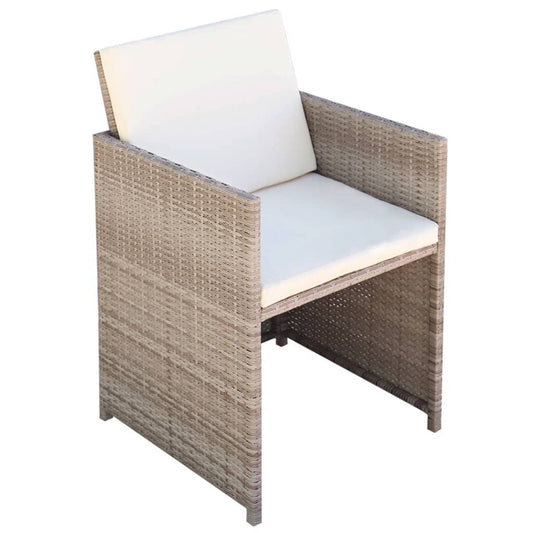 Cadeiras de jardim 2 pcs c/ almofadões e almofadas vime PE bege