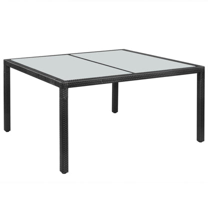 Mesa de jantar de exterior em vime 150x90x75 cm preto