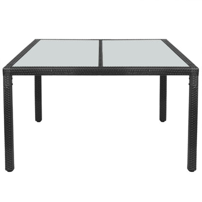 Mesa de jantar de exterior em vime 150x90x75 cm preto