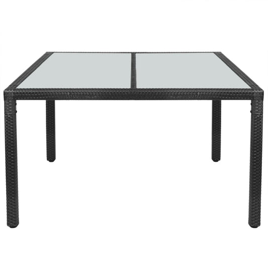 Mesa de jantar de exterior em vime 150x90x75 cm preto