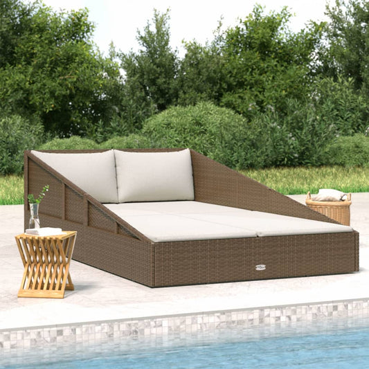 Espreguiçadeira de jardim 110x200 cm vime PE castanho
