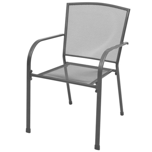 Cadeiras de jardim empilháveis 2 pcs aço cinzento