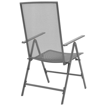 Cadeiras de jardim empilháveis 2 pcs aço cinzento