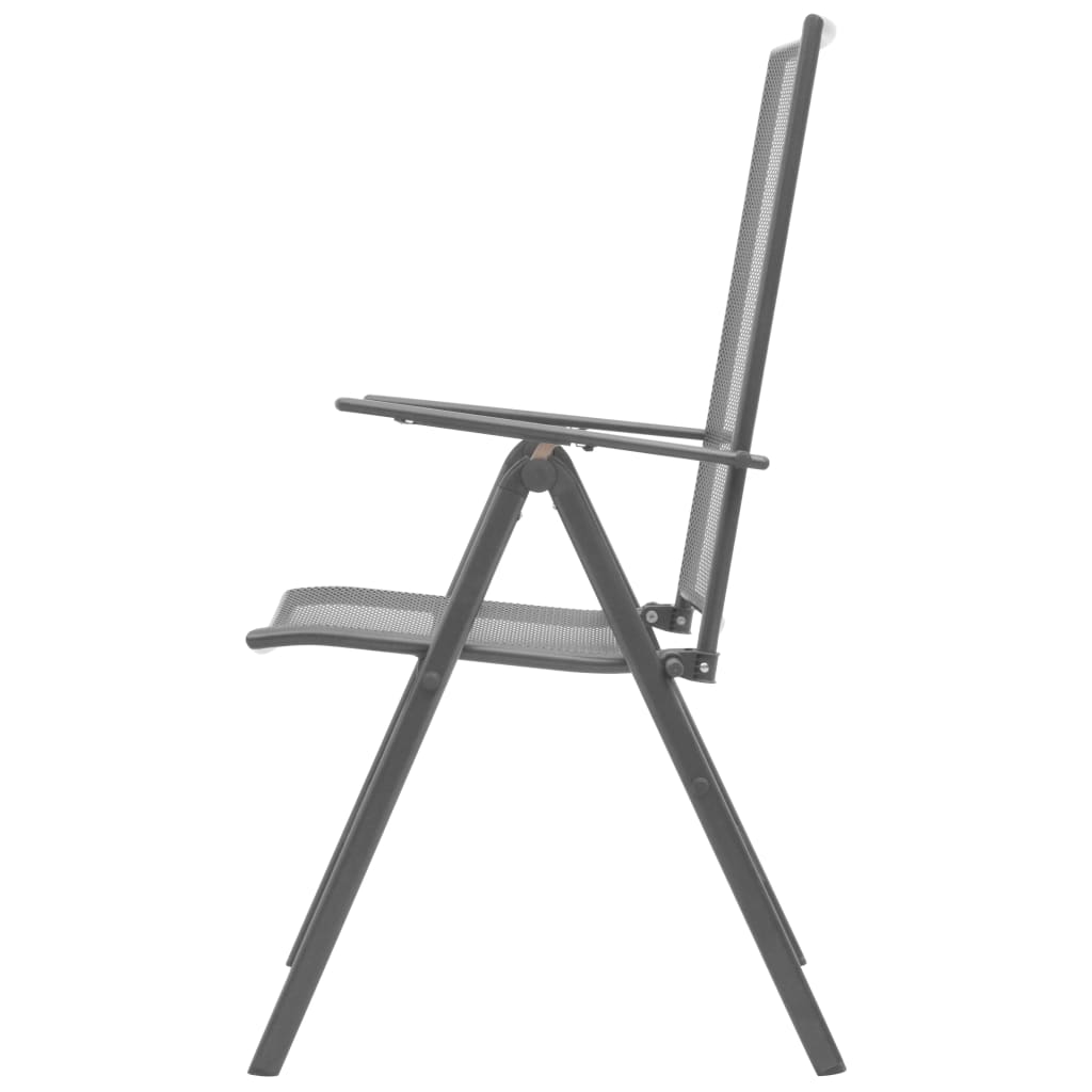 Cadeiras de jardim empilháveis 2 pcs aço cinzento