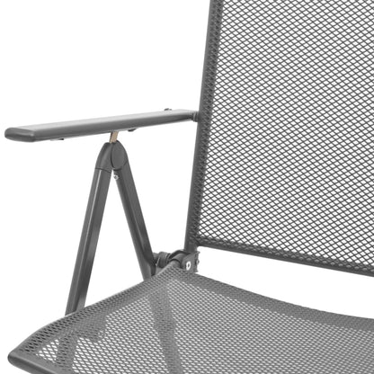 Cadeiras de jardim empilháveis 2 pcs aço cinzento