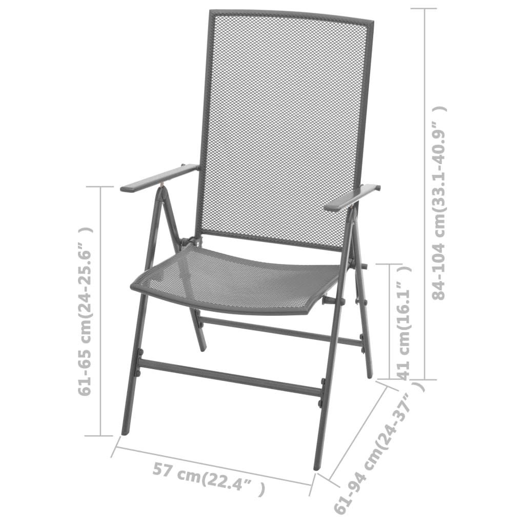 Cadeiras de jardim empilháveis 2 pcs aço cinzento