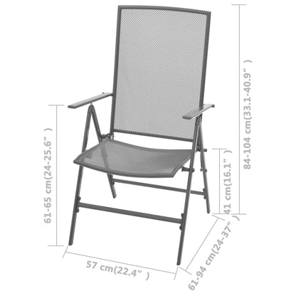 Cadeiras de jardim empilháveis 2 pcs aço cinzento