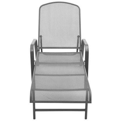 Espreguiçadeiras com mesa 2 pcs aço antracite